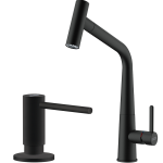 Bateria kuchenna Franke Icon Czarny mat, wyciągana wylewka + dozownik Active SM