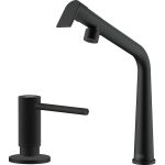 Bateria kuchenna Franke Icon Czarny mat, stała wylewka + dozownik Active SM