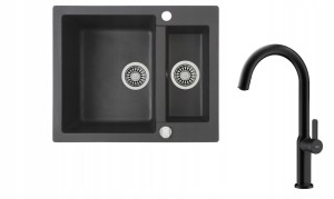 Zlewozmywak Teka Clivo 60 S-TQ Onyks + bateria Oval 915 Czarna