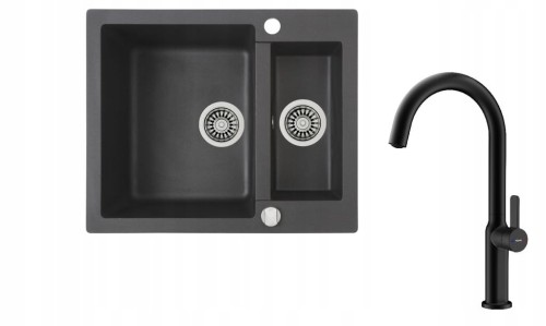 Zlewozmywak Teka Clivo 60 S-TQ Onyks + bateria Oval 915 Czarna