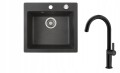 Zlewozmywak Teka Clivo 50 S-TQ Onyks + bateria Oval 915 Czarna