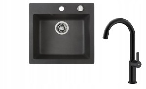 Zlewozmywak Teka Clivo 50 S-TQ Onyks + bateria Oval 915 Czarna