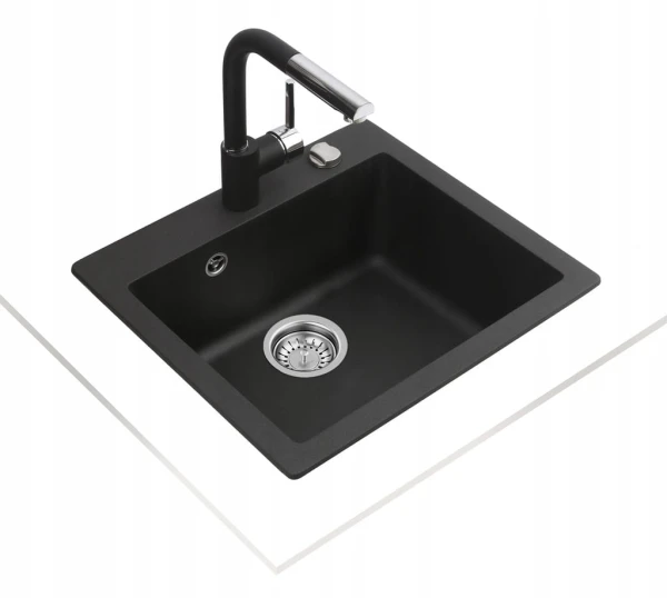 Zlewozmywak Teka Clivo 50 S-TQ Onyks + bateria Oval 915 Czarna
