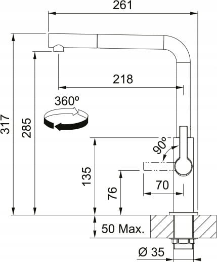 Bateria kuchenna Franke Maris Slim L pull-out Czarny mat