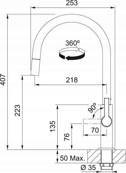 Bateria kuchenna Franke Maris Slim J pull-out Czarny mat