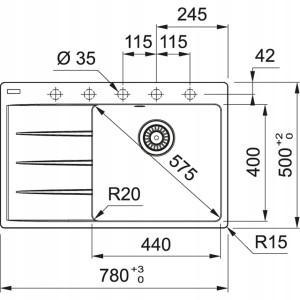 Zlewozmywak Franke CNG 611-78 TL Onyx Lewy Ociekacz / Czarny odpływ