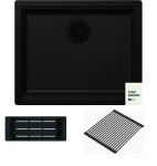 Zlewozmywak Schock BLACK EDITION KIRUNA N-100L Night CRISTADUR® + 629739 + 629051OKB + Elementy w kolorze Puro - LINIA STUDIO
