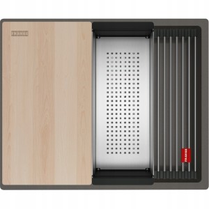 Zlewozmywak podwieszany Franke Kanon KNG PRO 110-52 Łupkowy szary / Czarne odpływy