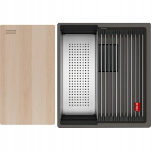 Zlewozmywak podwieszany Franke Kanon KNG PRO 110-37 Łupkowy szary / Czarne odpływy