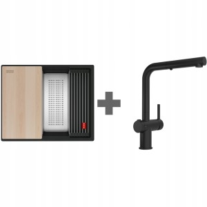 Zlewozmywak Franke Kanon KNG PRO 110-52 Czarny mat + bateria Active L Twist