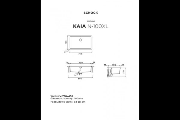 Zlewozmywak podwieszany Schock Kaia N-100XL Puro CRISTADUR STUDIO