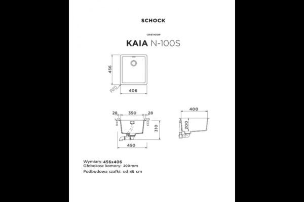 Zlewozmywak podwieszany Schock Kaia N-100S Polaris CRISTADUR STUDIO