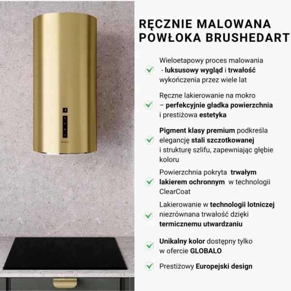 Okap kuchenny przyścienny Globalo Heweno 39.3 Light Gold Mat