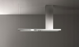 Okap wyspowy Falmec Lumen Isola 175 inox 800 m³/h - komin po prawej