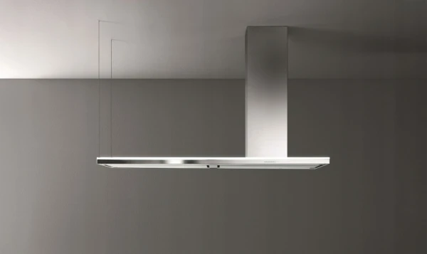 Okap wyspowy Falmec Lumen Isola 175 inox 800 m³/h - komin po prawej