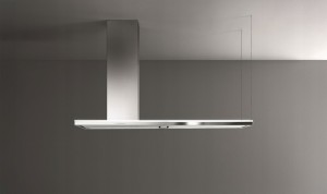 Okap wyspowy Falmec Lumen Isola 175 inox 800 m³/h - komin po lewej