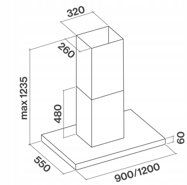 Okap wyspowy Falmec Plane Plus Isola 120 inox 800 m³/h