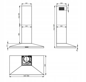 Okap przyścienny Falmec Mizar 60 inox 800 m³/h