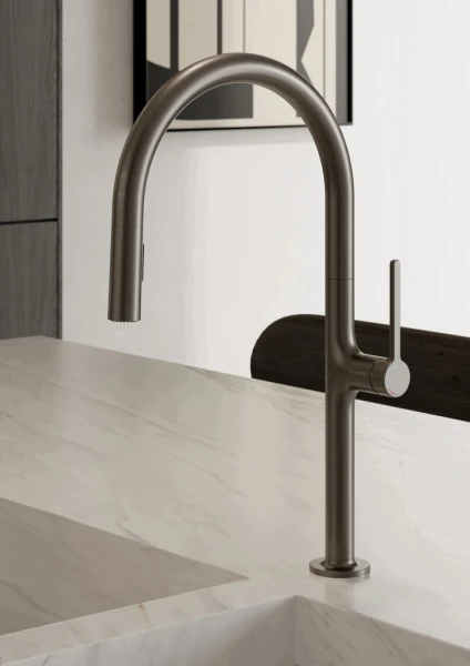 Bateria kuchenna Kludi Reef 50851N275 Czarny szczotkowany