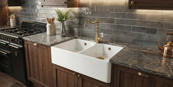 Zlewozmywak farmerski Sonra Belfast Double Matt White 59 Ceramiczny