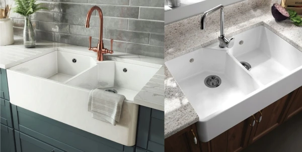Zlewozmywak farmerski Sonra Belfast Double Crystal White 58 Ceramiczny